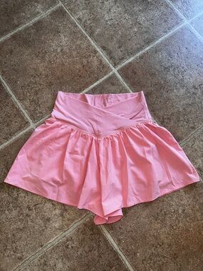 aerie Pink Flared High-Waist Athletic Shorts